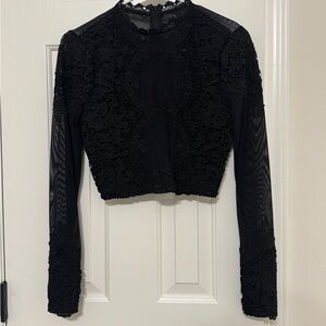 Elegant Black Lace Long Sleeve Top